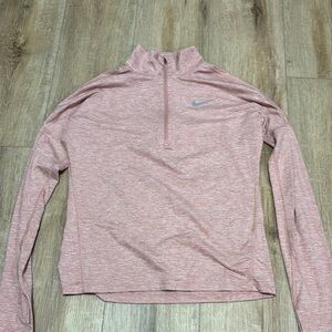Nike Pink Fitted Long Sleeve Zippered Tee